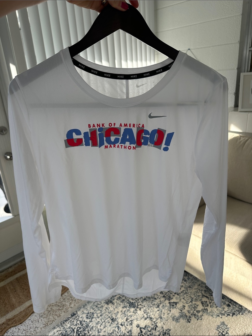 Nike White Long Sleeve Chicago Marathon Dri-Fit Shirt